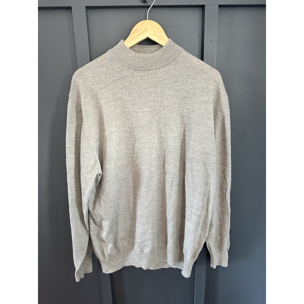 Linea Uomo Mens Sweater Size Extra Large Italian Pure New Wool Tan Long Sleeves